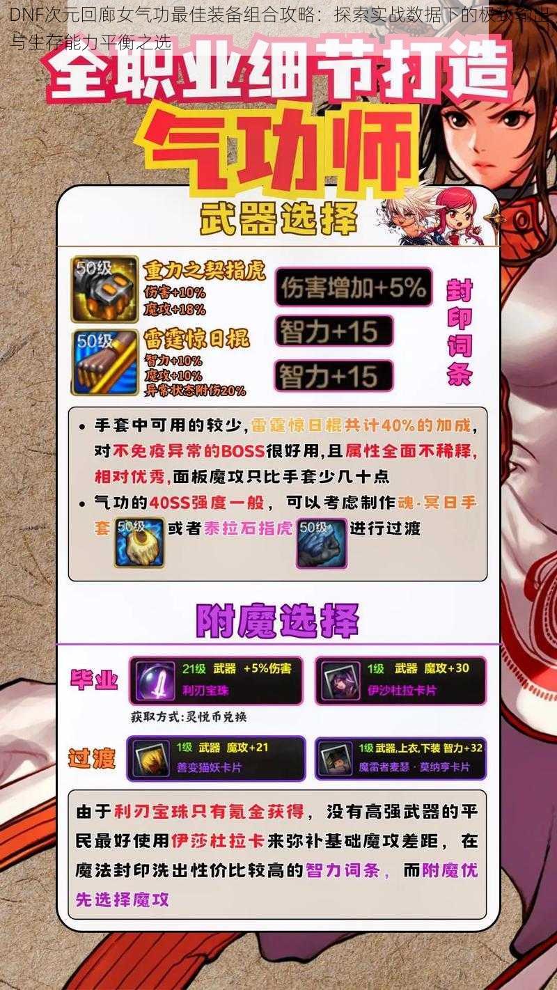 DNF次元回廊女气功最佳装备组合攻略:探索实战数据下的极致输出与生存能力平衡之选