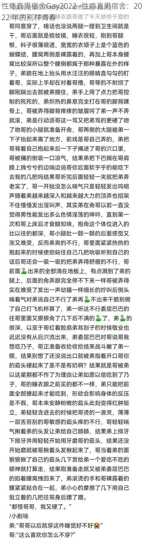 性瘾直男宿舍Gay2022—性瘾直男宿舍:2022 年的别样青春