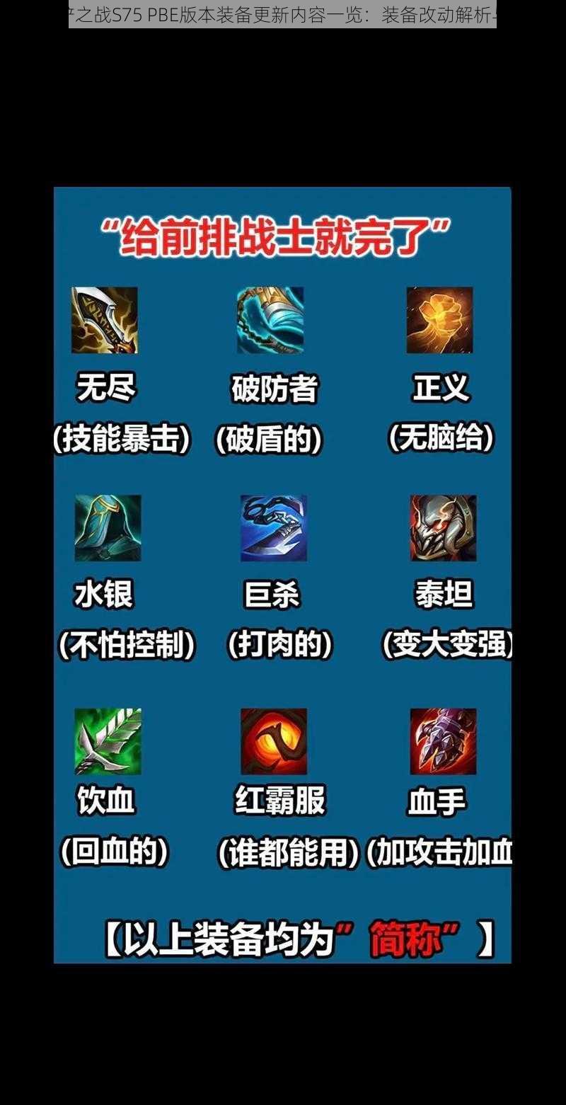 金铲铲之战S75 PBE版本装备更新内容一览:装备改动解析与全览