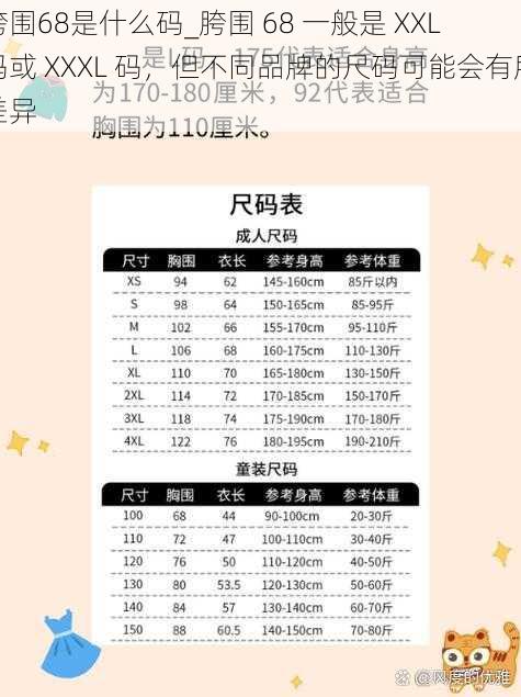 胯围68是什么码_胯围 68 一般是 XXL 码或 XXXL 码,但不同品牌的尺码可能会有所差异