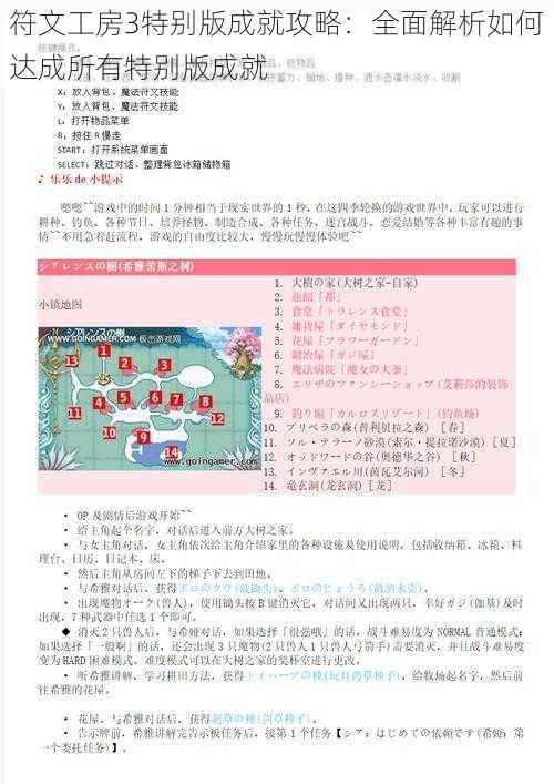 符文工房3特别版成就攻略:全面解析如何达成所有特别版成就