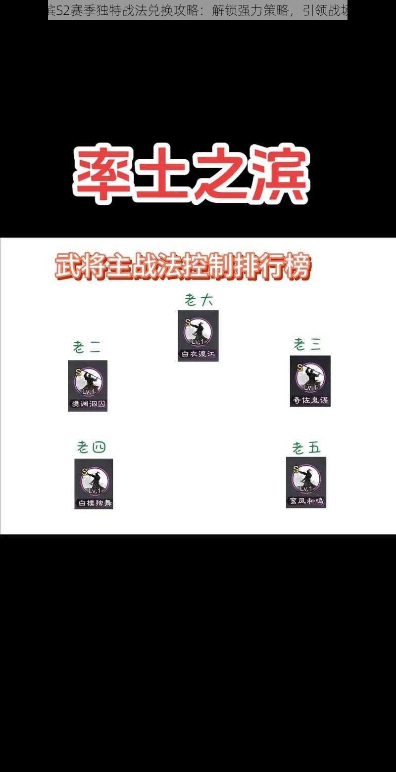 率土之滨S2赛季独特战法兑换攻略:解锁强力策略,引领战场新篇章