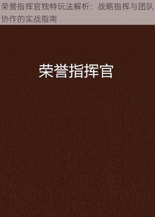 荣誉指挥官独特玩法解析:战略指挥与团队协作的实战指南