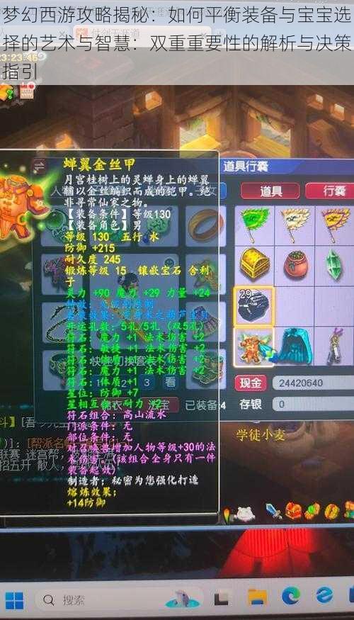 梦幻西游攻略揭秘:如何平衡装备与宝宝选择的艺术与智慧:双重重要性的解析与决策指引