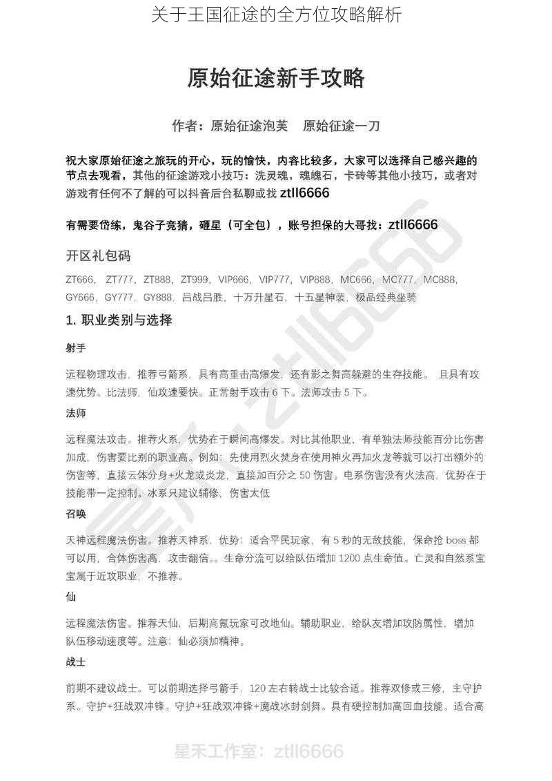 关于王国征途的全方位攻略解析
