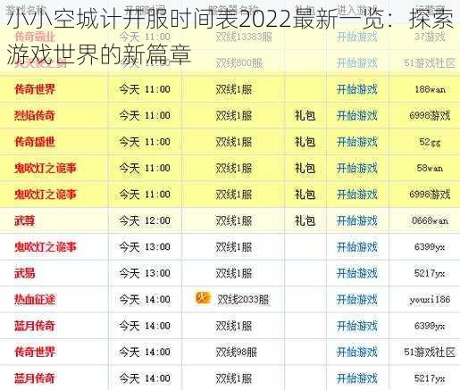 小小空城计开服时间表2022最新一览:探索游戏世界的新篇章