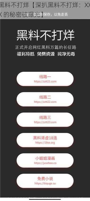 黑料不打烊【深扒黑料不打烊:XXX 的秘密被曝光】
