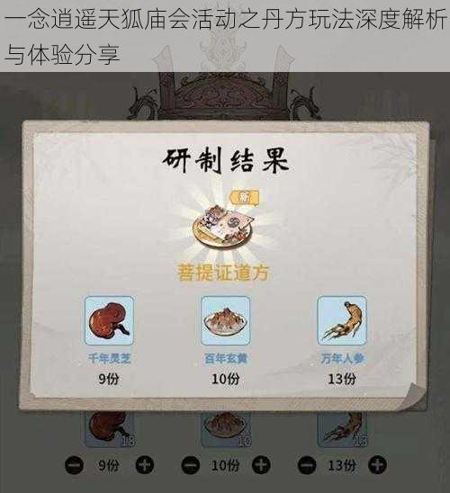 一念逍遥天狐庙会活动之丹方玩法深度解析与体验分享