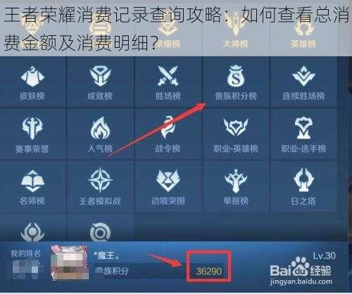王者荣耀消费记录查询攻略:如何查看总消费金额及消费明细?