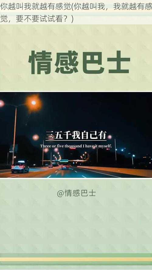 你越叫我就越有感觉(你越叫我,我就越有感觉,要不要试试看?)