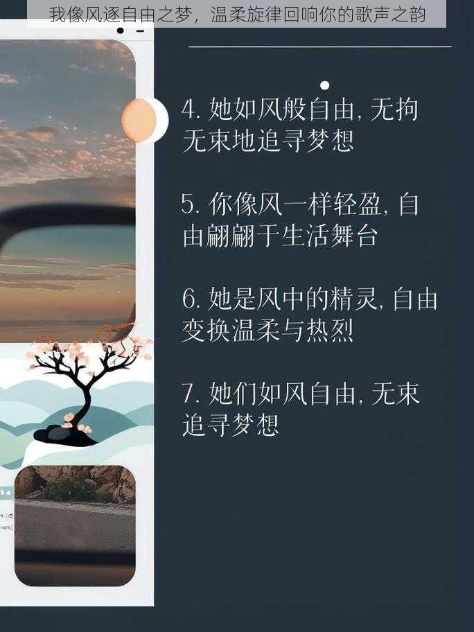 我像风逐自由之梦，温柔旋律回响你的歌声之韵