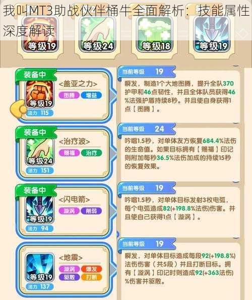 我叫MT3助战伙伴桶牛全面解析:技能属性深度解读
