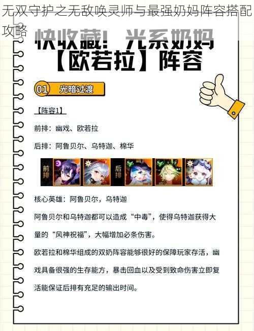 无双守护之无敌唤灵师与最强奶妈阵容搭配攻略