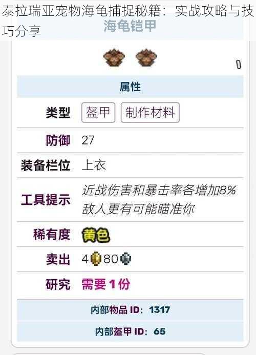 泰拉瑞亚宠物海龟捕捉秘籍:实战攻略与技巧分享