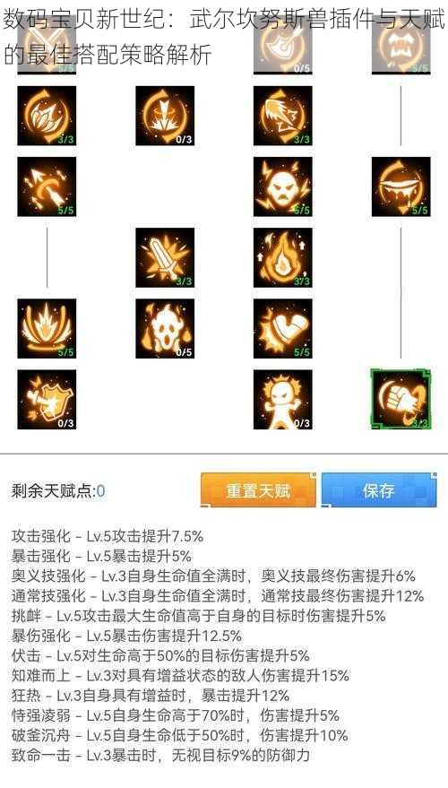 数码宝贝新世纪:武尔坎努斯兽插件与天赋的最佳搭配策略解析