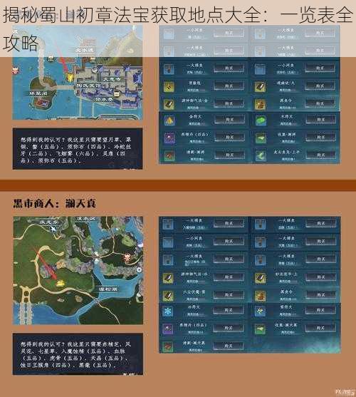 揭秘蜀山初章法宝获取地点大全:一览表全攻略