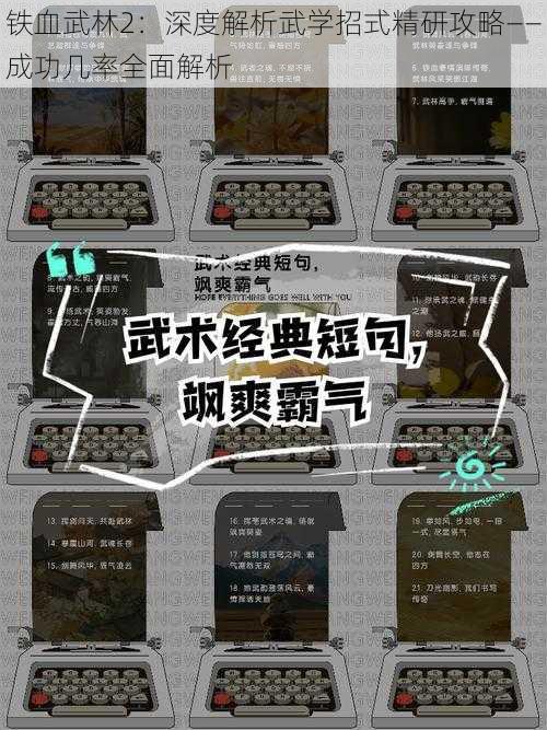 铁血武林2:深度解析武学招式精研攻略——成功几率全面解析