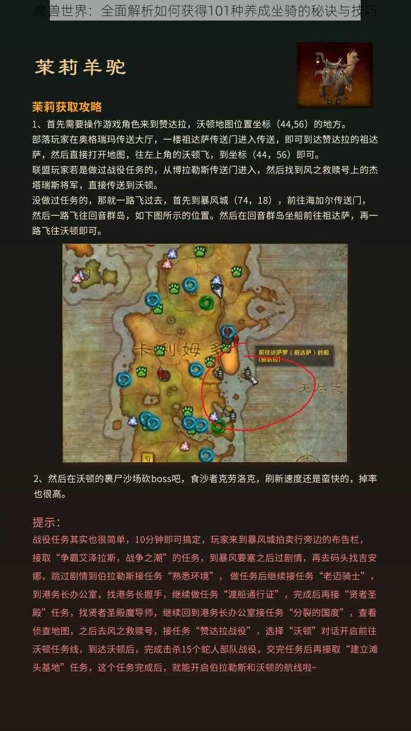 魔兽世界:全面解析如何获得101种养成坐骑的秘诀与技巧