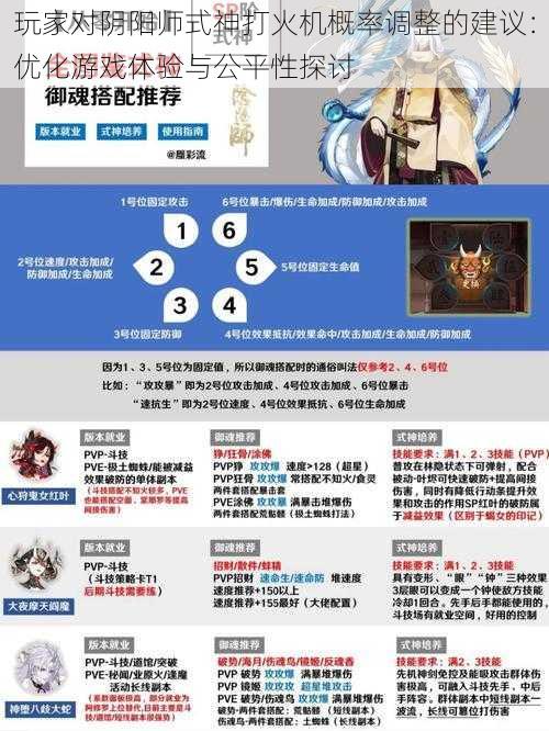 玩家对阴阳师式神打火机概率调整的建议:优化游戏体验与公平性探讨