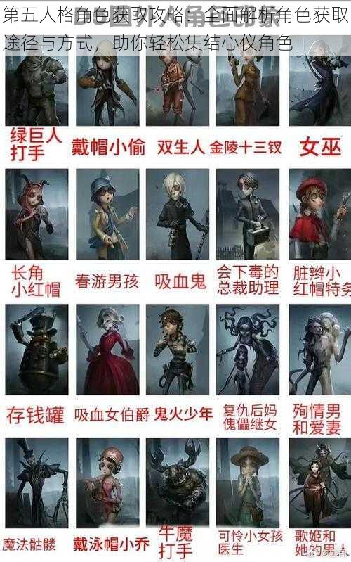 第五人格角色获取攻略:全面解析角色获取途径与方式,助你轻松集结心仪角色