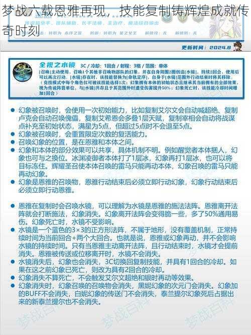 梦战六载恩雅再现,技能复制铸辉煌成就传奇时刻