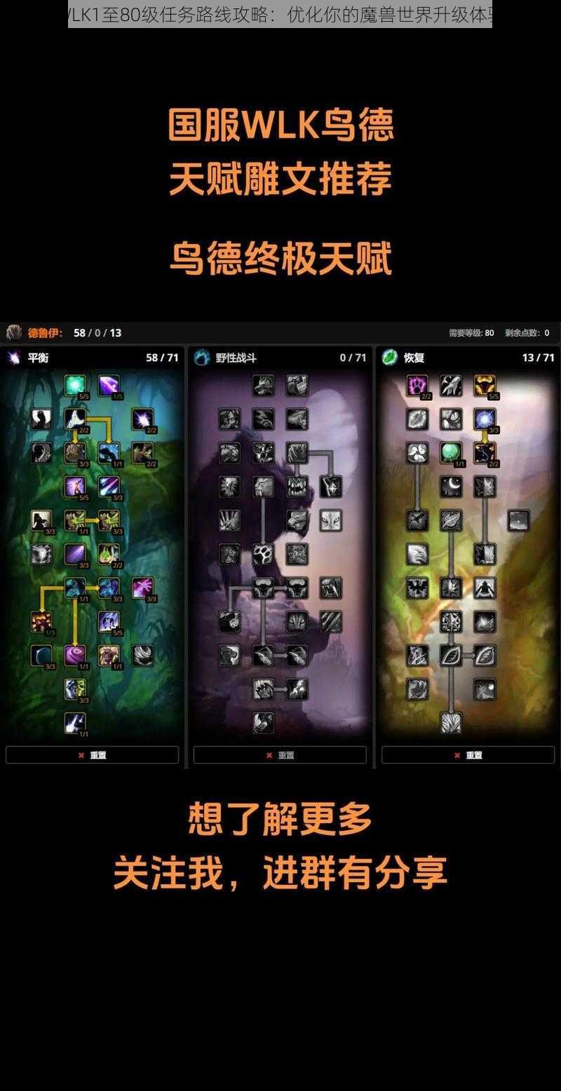 WLK1至80级任务路线攻略:优化你的魔兽世界升级体验
