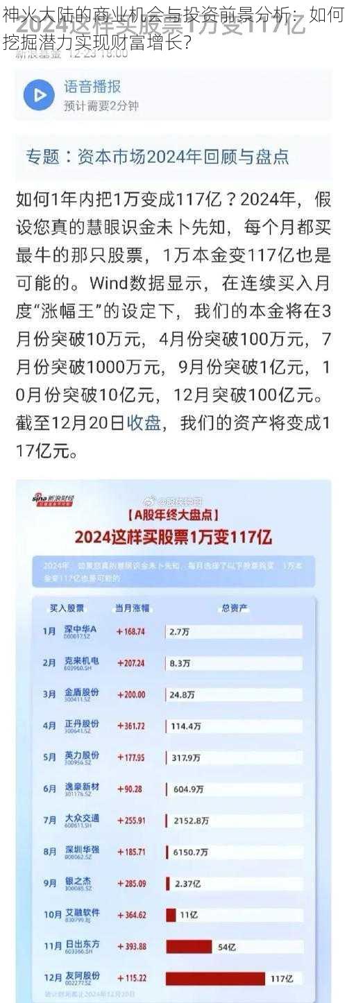 神火大陆的商业机会与投资前景分析:如何挖掘潜力实现财富增长?