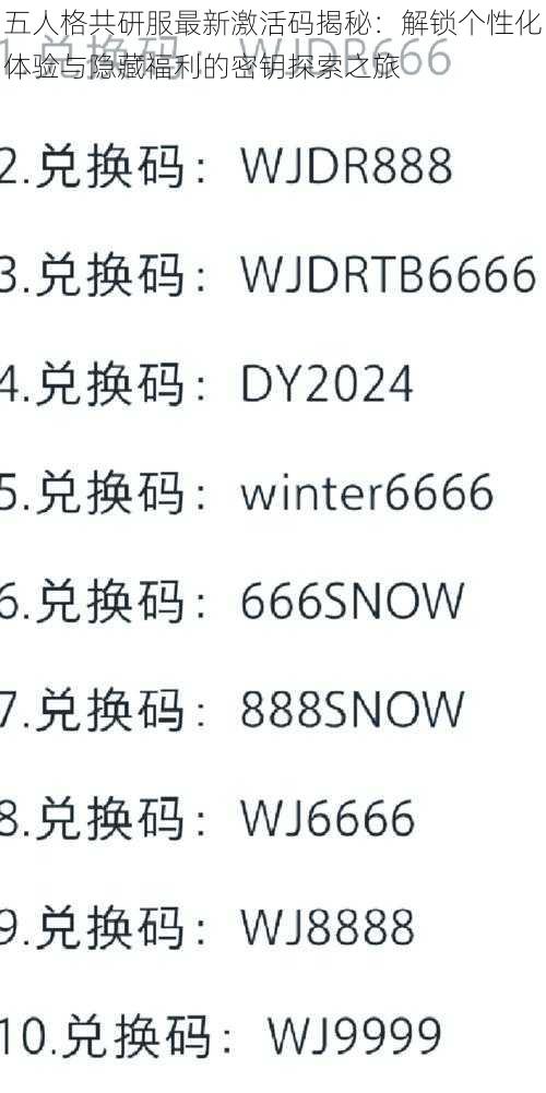 五人格共研服最新激活码揭秘:解锁个性化体验与隐藏福利的密钥探索之旅