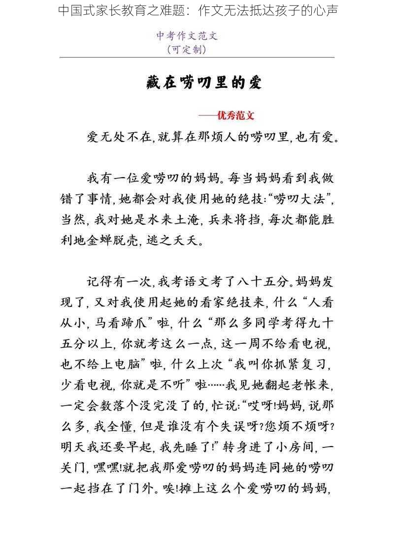 中国式家长教育之难题:作文无法抵达孩子的心声