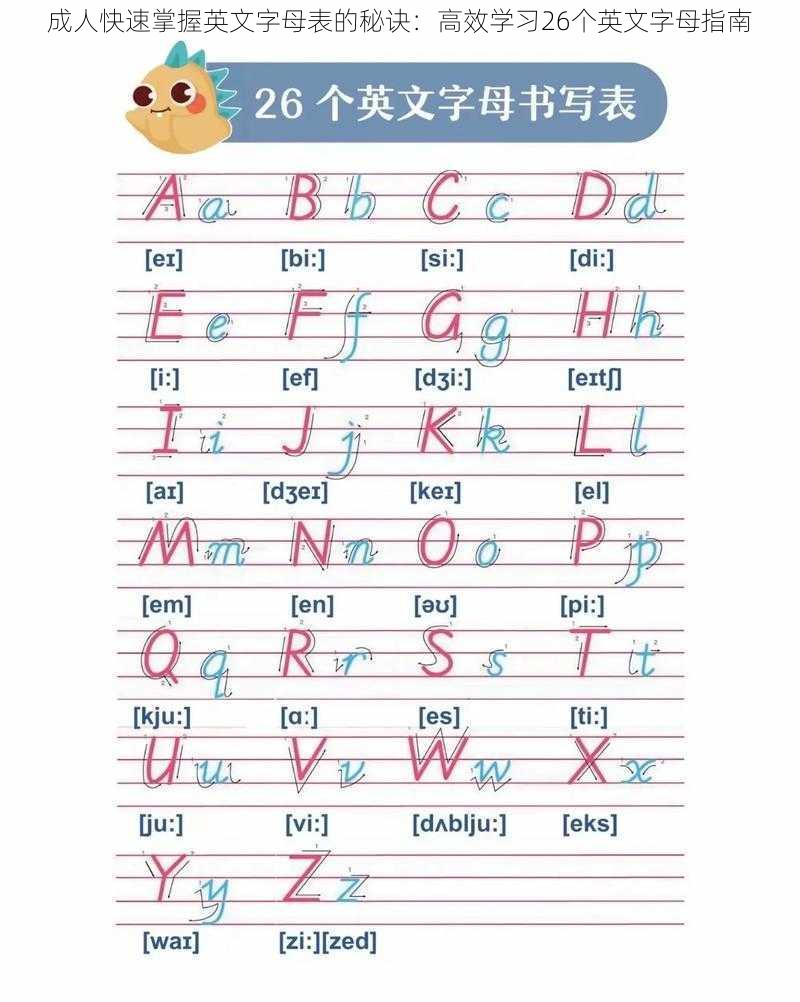 成人快速掌握英文字母表的秘诀:高效学习26个英文字母指南