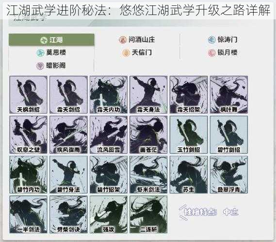 江湖武学进阶秘法:悠悠江湖武学升级之路详解