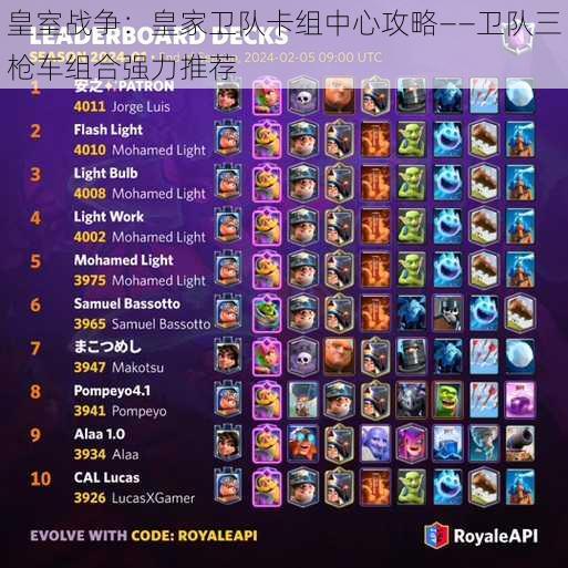 皇室战争:皇家卫队卡组中心攻略——卫队三枪车组合强力推荐