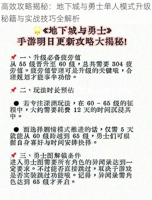高效攻略揭秘:地下城与勇士单人模式升级秘籍与实战技巧全解析