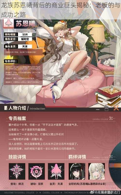龙族苏恩曦背后的商业巨头揭秘:老板的与成功之路