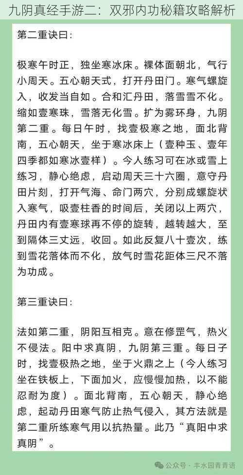 九阴真经手游二:双邪内功秘籍攻略解析