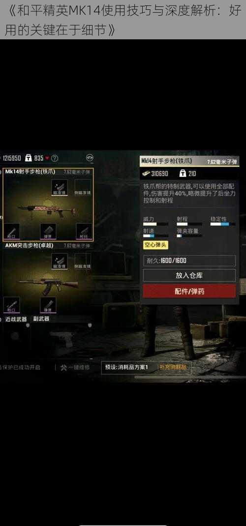 《和平精英MK14使用技巧与深度解析:好用的关键在于细节》