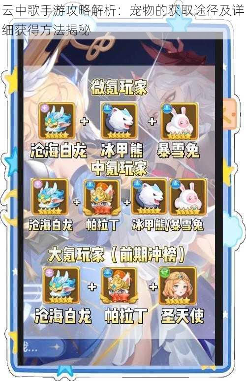 云中歌手游攻略解析:宠物的获取途径及详细获得方法揭秘
